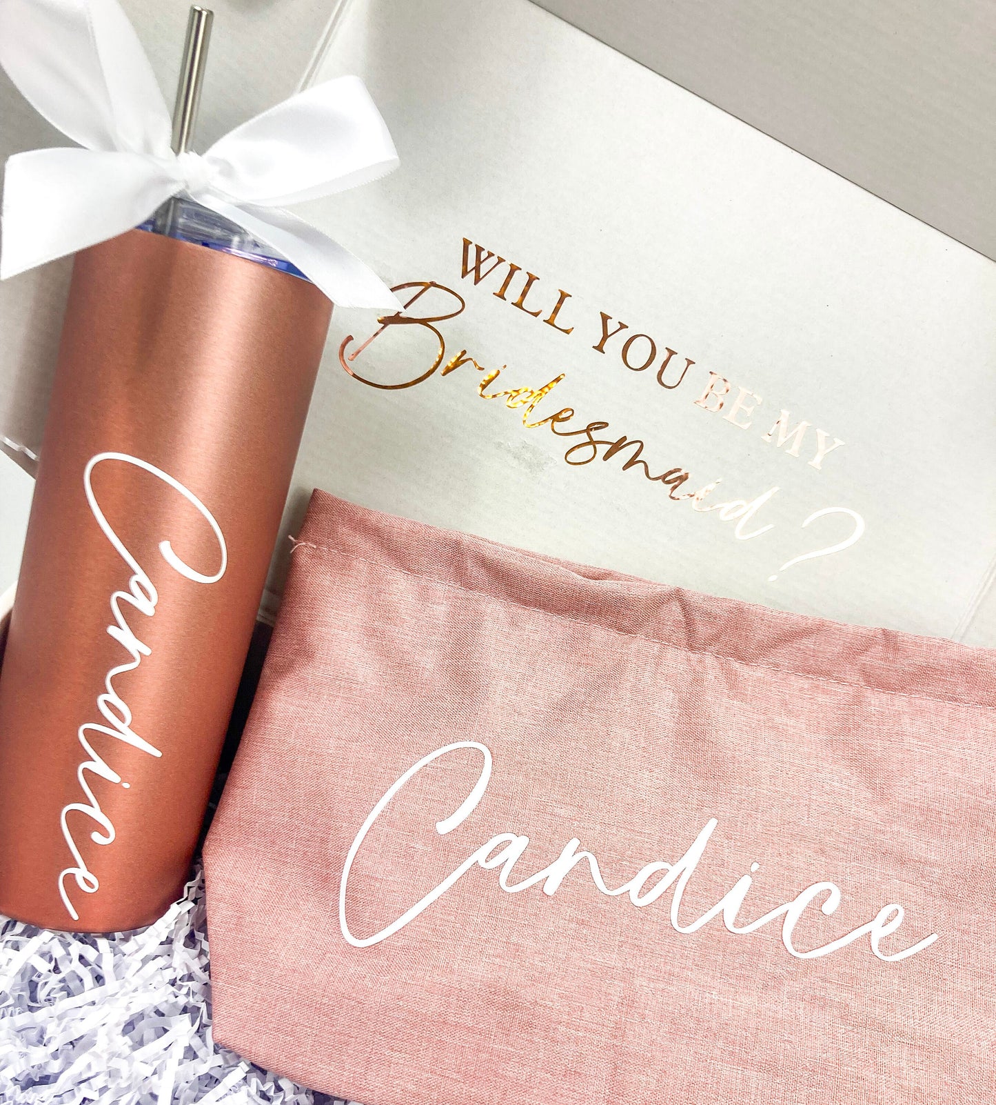 Personalized Bridesmaid Proposal Gift Box - Rose Pink