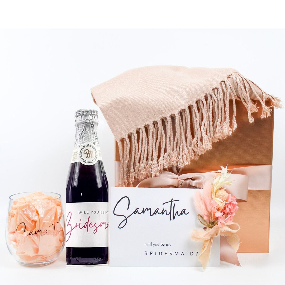 Personalized Bridesmaid Proposal Gift Box - Rose Pink Scarf